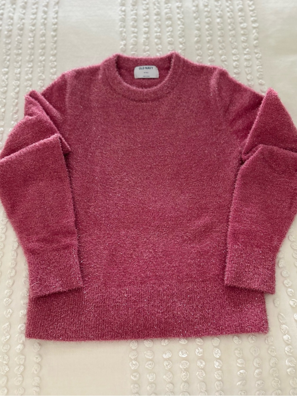 Old Navy Women's Fuzzy Sparkly Crewneck Sweater - Dusty Rose Size Small